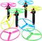 Flying Disc Helicopter Toy Disco Flyers, 12 String Launchers and 24 Flying Discs for Outdoor Fun