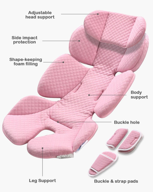 Infant Car Seat Insert Adjustable Head Support for Preemie Newborn Toddler, Reversible Baby Head Body Support Cushion
