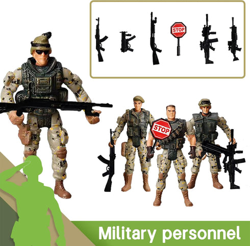 SCAHOW 6pcs 3 4 5 6 7+ Playsets Military Action Figures, Soldier Toys for Year Old Boys, Amy Men Action Figures