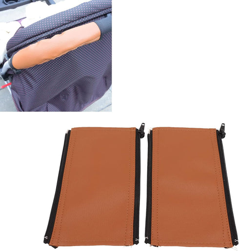 Garosa 2Pcs Baby Stroller Protective Handle Cover, PU Leather Non-Slip Stroller Handlebar Covers (Brown)