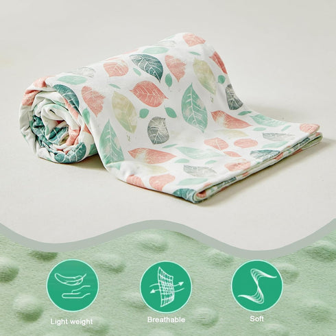 Carseat-30x40 Inches DuShow Leaf Baby Blanket for Girls - Ultra Soft Double Layer Minky Blanket with Dotted Backing