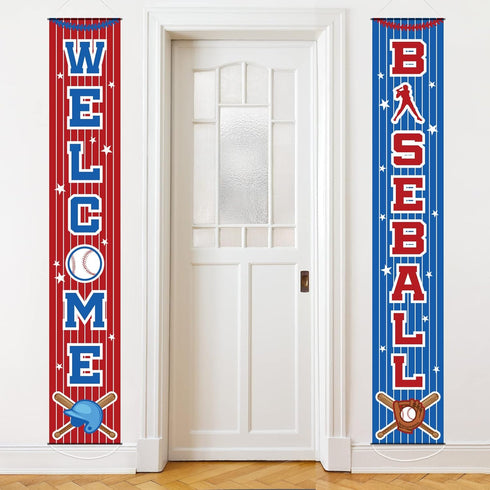 Baseball Party Decorations, Themed Birthday Porch Sign Welcome Banner for Kids, 71 x 12 Inches