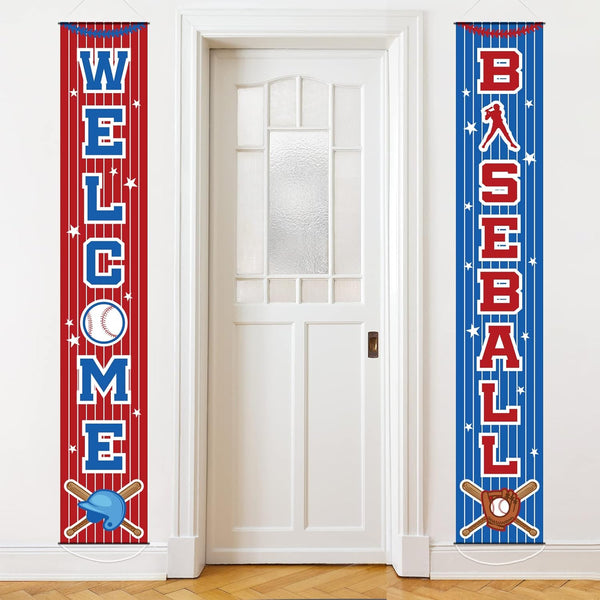 Baseball Party Decorations, Themed Birthday Porch Sign Welcome Banner for Kids, 71 x 12 Inches