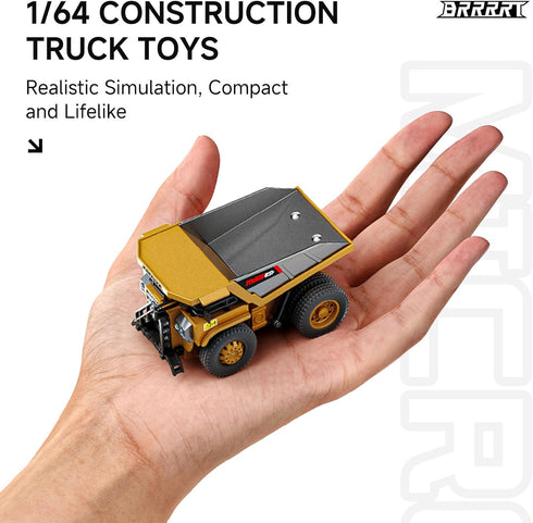 BRRRRT 1/64 Toy,8-Channel 3+ RC Dump Truck,Full Proportion Mini Dump Truck Remote Control Toy with Metal Bed & Light