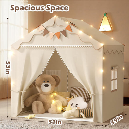2 1 2 4 51" 39" 53", Treestone Play Tent for Kids, in Toddler Tent with Padded Mat and Light, Large Playhouse for Kids