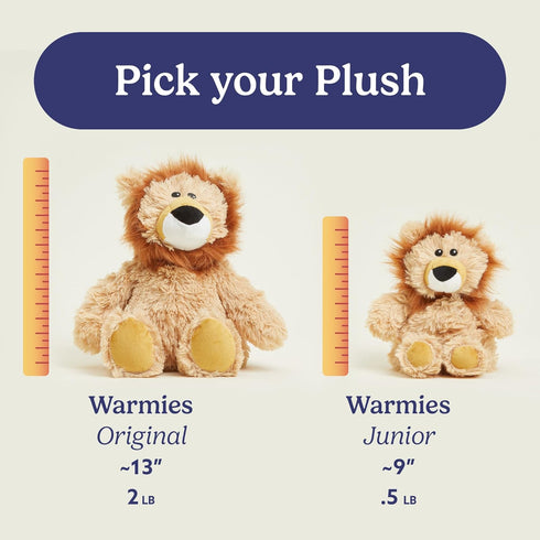 warmies Junior Microwavable & Weighted Stuffed Animals, Lion - Heated Stuffed Animal Plushie for Warmth & Comfort