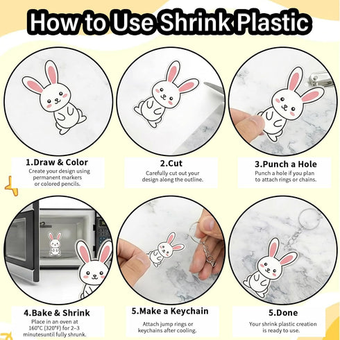 161 30 7.9 5.7 WoBiogHo Pcs Shrink Plastic Keychain Making Kit, Shrink Plastic Sheets x in, Hole Punch, Lobster Clasps