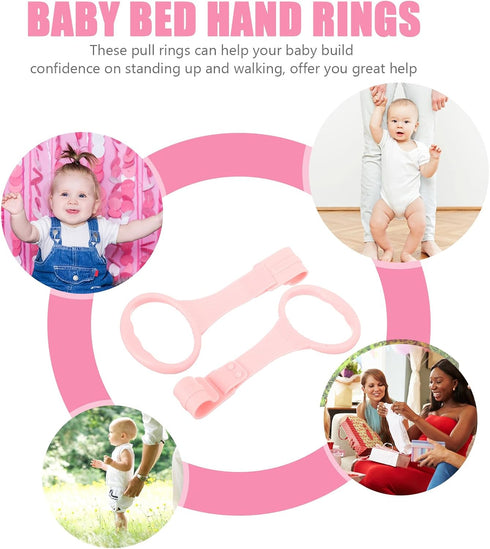 3 Pairs Children's Bed Pull Ring Walking Assistant Rings - Baby Toy Accessories for Crib Playpen, Toddler Vertical (PP)