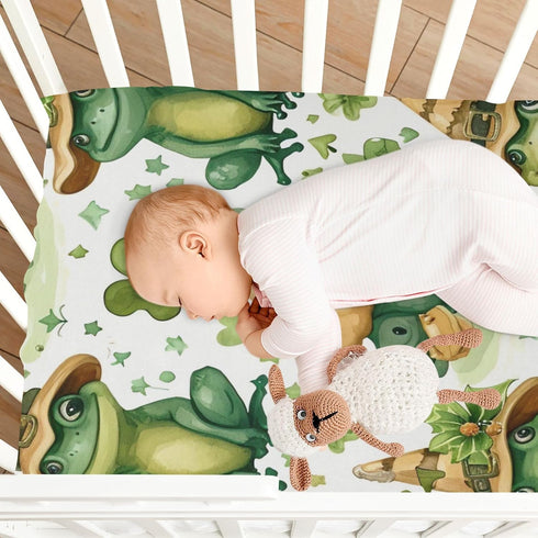 Haskirky 27 39 inches Cute Frogs Baby Crib Sheets for Boys Girls Soft Breathable Elasticity Fitted Unisex Crib Sheet
