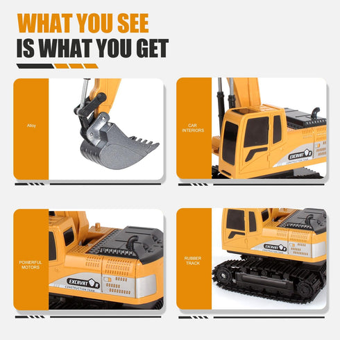 3 4 5 6 7 8 Jiakora Remote Control Excavator Toys for Boys, RC Excavator Toy for Boys Year Old Kids Christmas Birthday