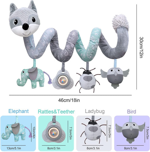 Baby Toys 0-3 Months, Car Seat Toys, Stroller Toys, Infant Toys 0-6 Months, Baby Spiral Toys with Music Rattle