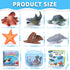 6 Pack Light Up Bath Toys & Magic Bath Book & Storage Bag for Toddler, No Hole Floating Ocean Animal with LED Flashing