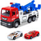 Tow Truck Toys with 2 Mini Toy Cars Set - Pull Back Truck Vehicles with Lights and Sound for Boys 3-9 Years Old