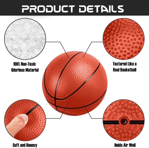 Liberty Imports 4 PCS Inflatable Mini Basketball Toy Replacement Rubber Balls with Pump for Indoor Miniature Hoop or