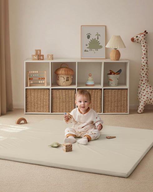 50x50 Blissful Diary Vegan Leather Baby Play Mat, Thick Foam Cushioned & Waterproof Playpen Mat for Infants
