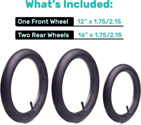 16" Back and 12.5" (2+1) Front Wheel Replacement Inner Tubes and Tires | Compatible with BoB Stroller Tire Revolution SE/Pro/Flex/SU/Ironman - Made from BPA/Latex Free Premium Quality Butyl Rubber by CALPALMY