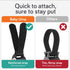 (2 Pack) 360-Swivel 11 lb Baby Uma Stroller Hooks - Open Stroller Hook with Neck & Extra Strong Strap, Easy On 'n Off