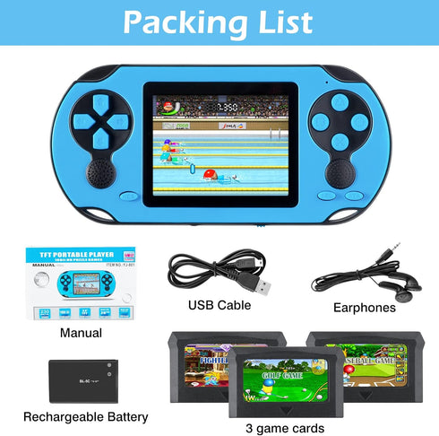 16 Bit Handheld Game Console for Kids and Adults, 3.0'' Screen with 230 HD Classic Retro Video Games, USB Rechargeable