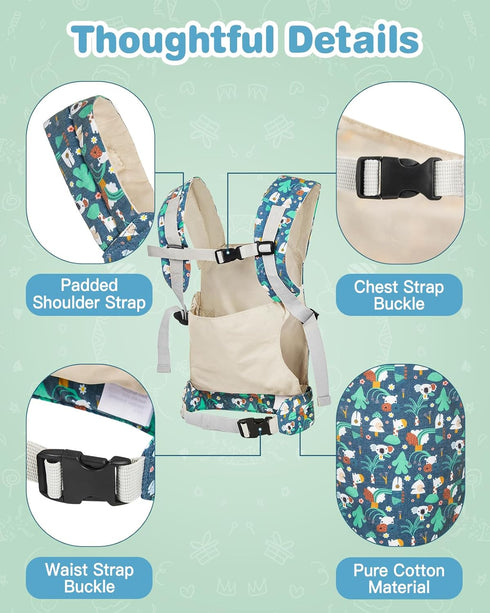 Lictin Baby Doll Carrier, Front and Back Doll Accessories Carrier for Little Girls, with Adjustable Straps for Stuffed