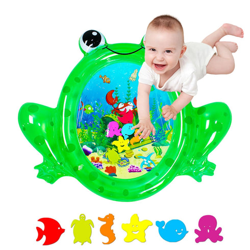 Frog Baby Water Mat, Inflatable Play Mat, Tummy Time Baby Toys, Fun Early Development Activity Play Center for Newborn
