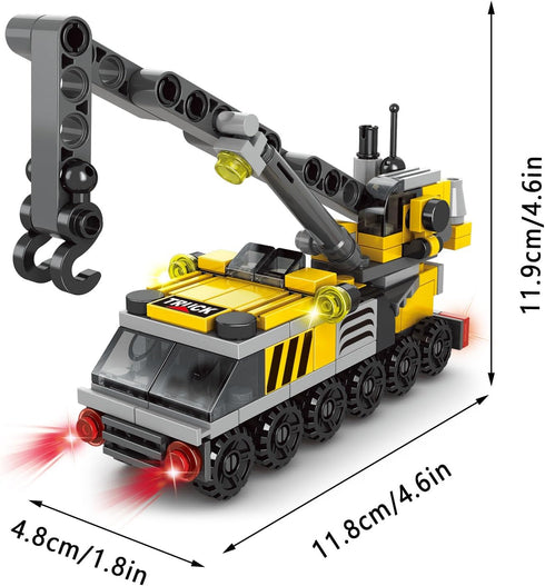 6 in 1 Children Crane Toy Building Blocks Toys for 4+ Years Boys Kids Gift Idea Toy Construction Truck Toys 142Pcs-Compatible with Other Building Block Toys