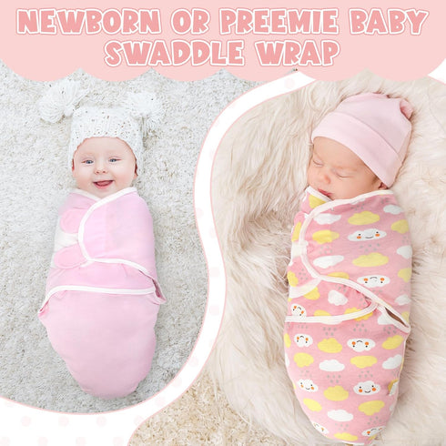 4 Pcs Preemie Baby Swaddle - Adjustable Swaddle Blanket Preemie Size Newborn Cotton Swaddle Blanket for Boys Girls
