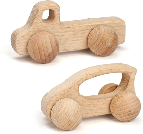 TOY Life Wooden Cars for Toddlers 1-3 - Montessori Toys for Babies, Baby Rattle Wooden Toy Truck