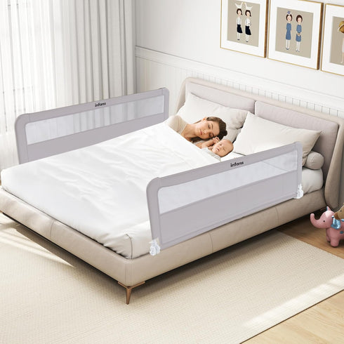 59" INFANS Bed Rail for Toddlers, Foldable Safety Baby Crib Rail Fit for Kids Twin, Extra Long Swing Down Bed Guardrail