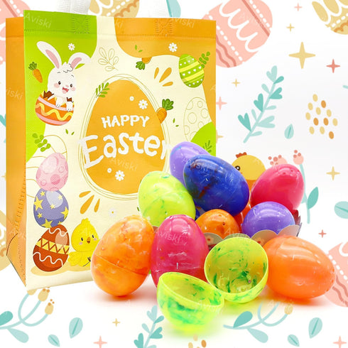 72Pcs 3.15'' Aviski Painted Jumbo Large Iridescent Marble Easter Eggs for Kids Basket Bag Stuffers Fillers, Easter Hunt