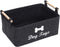 Geyecete Dog Toys Storage Bins with Wooden Handle, Collapsible Pet Supplies Storage Basket (DOG-Dark Grey)