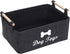 Geyecete Dog Toys Storage Bins with Wooden Handle, Collapsible Pet Supplies Storage Basket (DOG-Dark Grey)