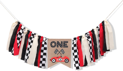TUTOTU 1st/First 1st Race Car One High Chair Banner - Race Car Birthday Party Decorations,Boy First Race Car Banner,Car