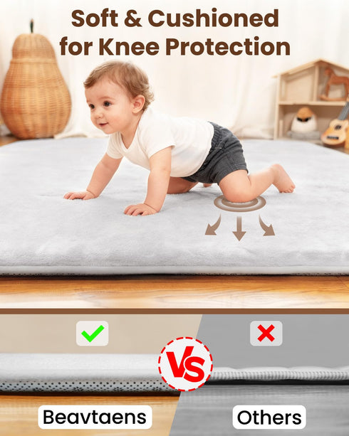 50x50 Tummy Thickened Baby Play Mat for Floor, Foam Playpen Mat, Easy to Wipe Clean, Non-Slip Bottom Time Mat, Easy