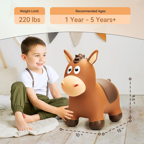 Bouncy Horse for Toddlers 1-3 - Inflatable Ride on Animal Hopper Toys for Kids