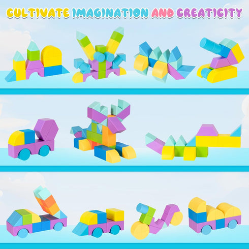 Hisine 46PCS 1 inch 3-8,10 3+(ESP. 3-8) Multiple Shapes Magnetic Blocks, Magnetic Building Blocks for Kids Ages Colors