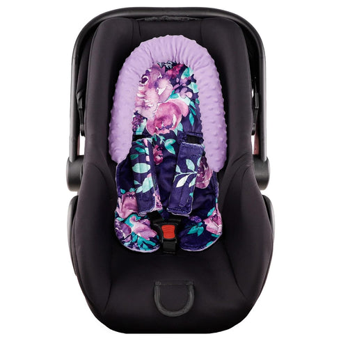 Baby Car Seat Head Support for Girls, Infant Carseat Insert Super Soft Fleece Newborn Headrest Seatbelt Covers for Car