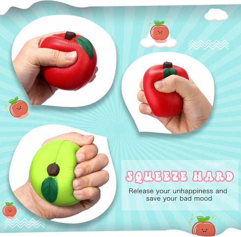 30 Supplies(2.8 Inch) Chalyna Pieces Fruit Stress Ball Red and Green Fruit Stress Relief Squeeze Balls Squeeze Finger
