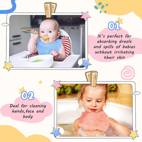 100 Pack 10 10 Inch Handepo Baby Washcloths Bulk x Microfiber Coral Fleece Baby Face Towels Absorbent and Soft Wash