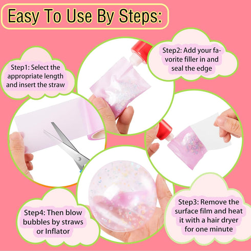 5PCS Nano Tape Bubble Kit for Kids, Nano Bubble Tapes Kit with Glitter, Clay, Cute Stickers and Accessories Tools, Nano