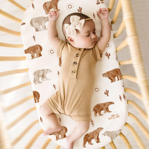 GRSSDER Stretchy Ultra Soft Bassinet Sheet 2 Pack, Universal Fit for Baby Cradle or Changing Table, Sunny Bear Print