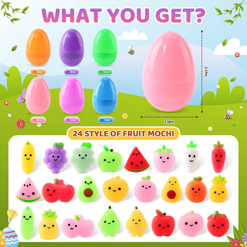 24 Pack SpringFlower Filled Easter Eggs with Squishy Toys Inside, Easter Basket Stuffers Basket Essentials Party