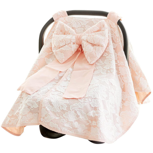 Baby Carseat Canopy Cover with Bow for Girls Boys with Bow Stroller