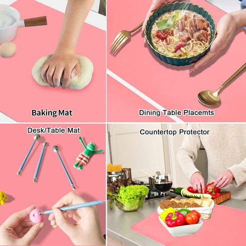 Countertop (23.62x15.75 inches) Extra Large Silicone Table Mat, Silicone Mat for Crafts Kids Dinner Placemat Desk