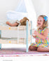 20 Inch WRP10 ROBUD Baby Doll Crib, Wooden Baby Doll Beds for Dolls, Blue Baby Doll Bunk Beds with Tulle, American Girl