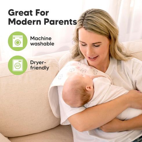 Organic Burp Cloths for Baby Boys and Girls, 5-Pack Super Absorbent Burping Cloths, Soft Plush Newborn Towels