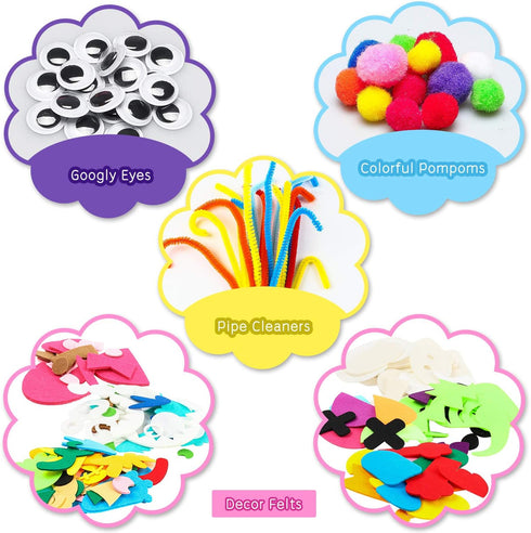 18Pcs WATINC Hand Puppets Making Kit for Kids Art Craft Felt Sock Monster Puppet Creative DIY Make Your Own Puppets