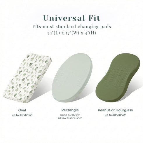 Coreeky 3 Pack 100% Muslin Changing Pad Covers for Girl, Boy, Soft Cotton Changing Table Cover, Breathable Baby Nursery