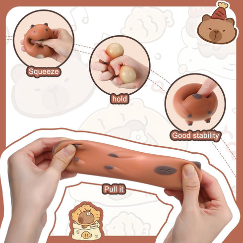 24 Meooeck Pcs Capybara Stress Balls for Adults Mini Capybara Stretchy Fidget Ball Fake Animal Squeeze Balls for Easter
