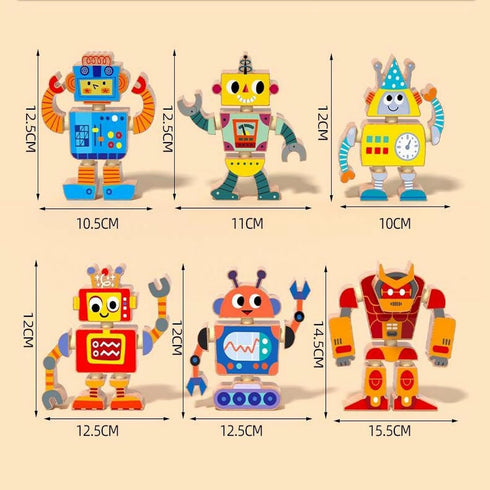 YECHISY Playset, Wooden Snap-Together Building Toys: STEM Building Blocks, Robot Take Apart Fine Motor Skill Montessori