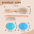 Set,3 in1 Kit,1 Pack 2 SAMEBUTECO Baby Hair Brush Goat Hair Bristles Brush Pieces Silicone Cradle Cap Brushes Wood